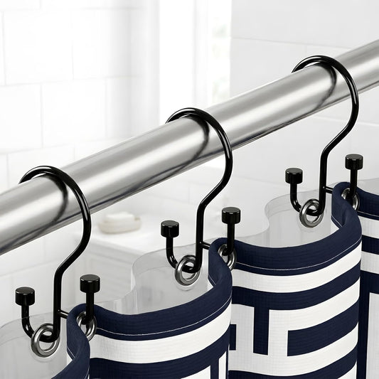 Bathway Double Shower Curtain Hooks, High-Low Design