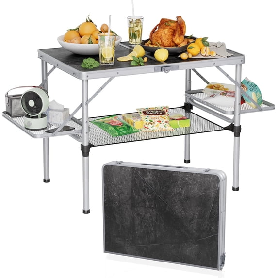 Folding Camping Table Portable with Side Racks