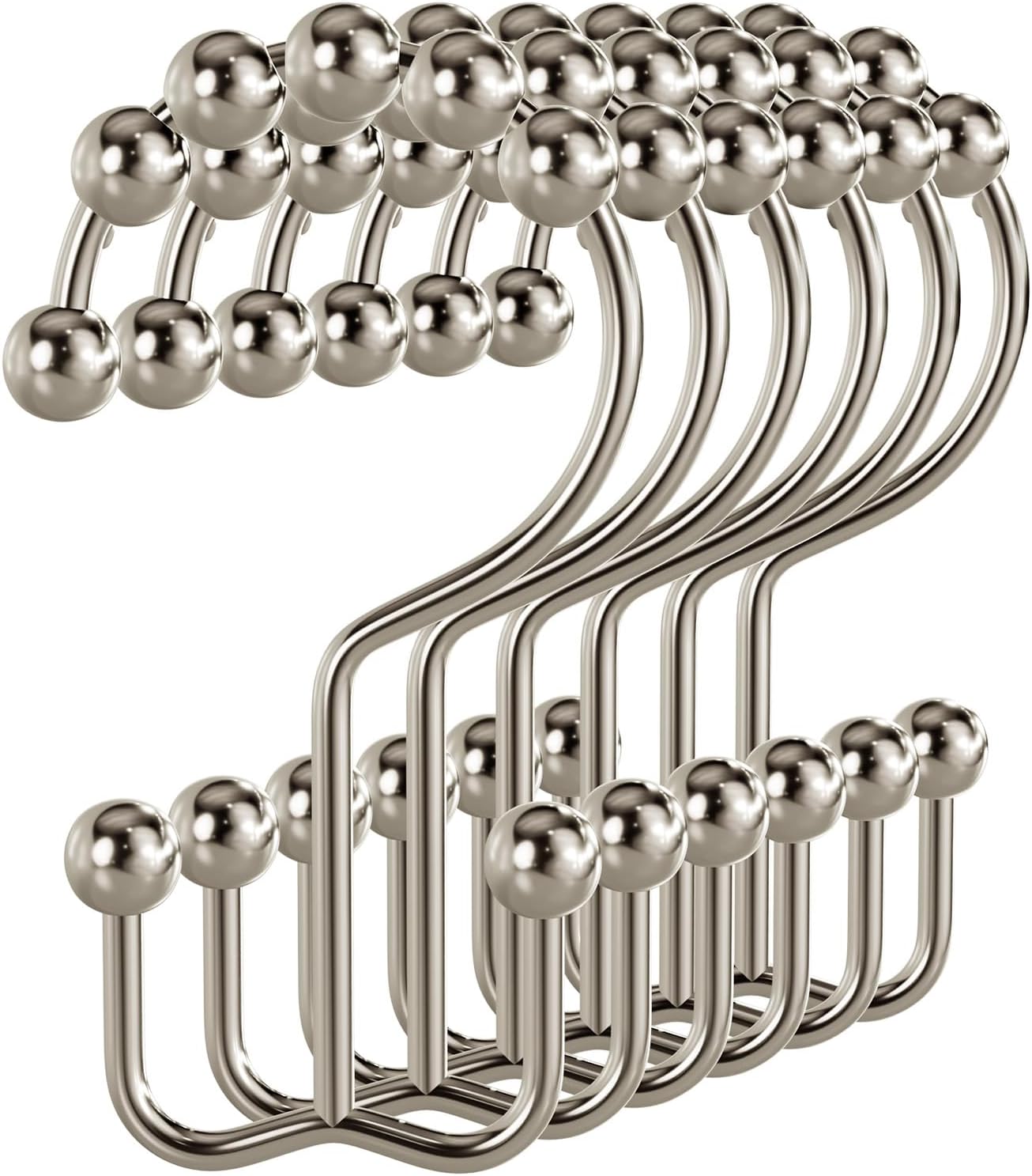 Bathway Double-Sided Shower Curtain Hooks, 3-Prong Style