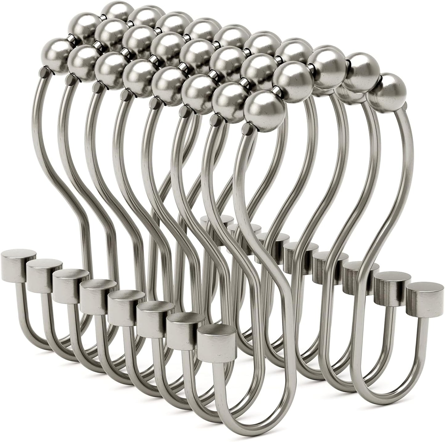 Bathway Double Shower Curtain Hooks, Balanced Design