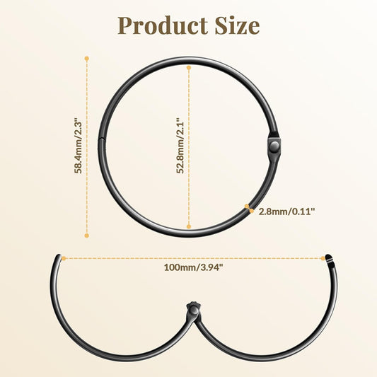 Measurement chart of a black circular product with dimensions labeled.