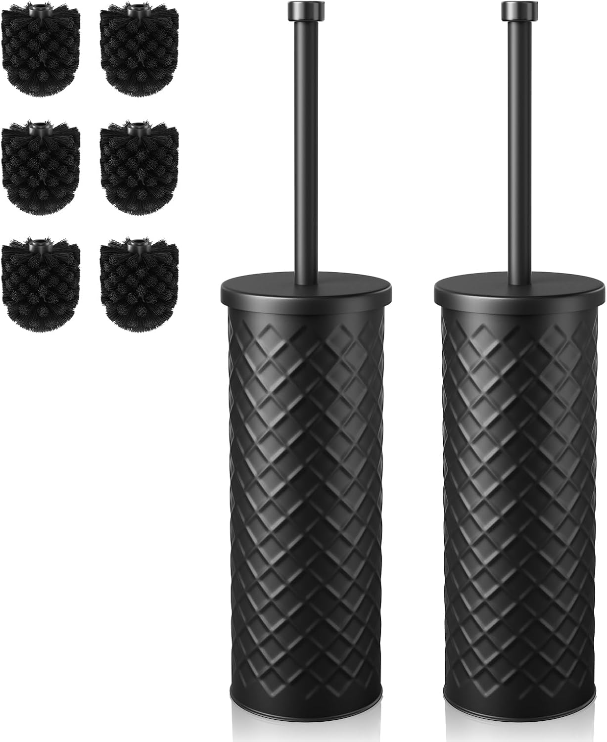 Toilet Bowl Brush and Holder Set of 2, with 6 Brush Heads