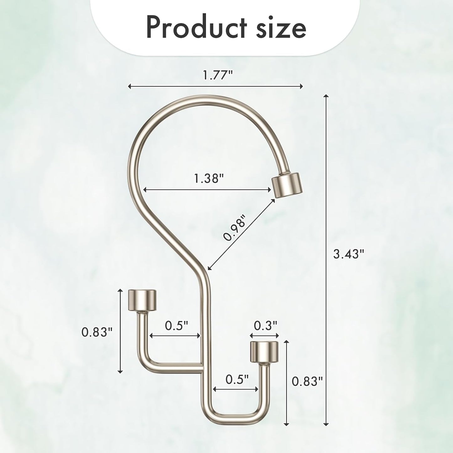 Bathway Double Shower Curtain Hooks, High-Low Design