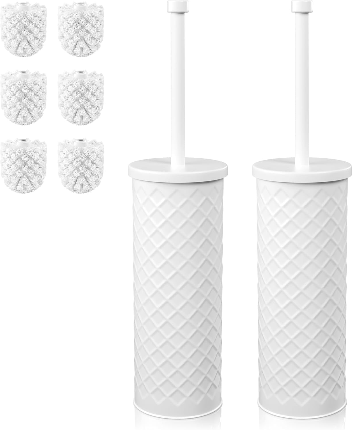 Toilet Bowl Brush and Holder Set of 2, with 6 Brush Heads