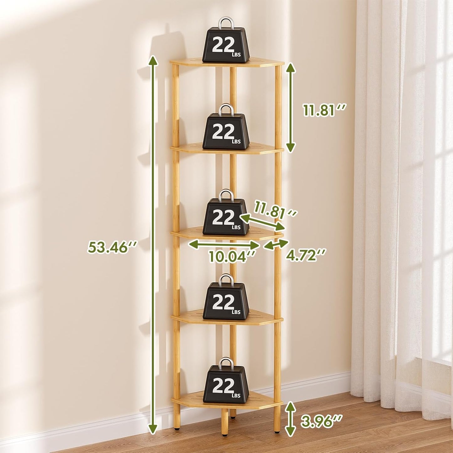 Bamboo Corner Bookshelf, Standing Shelf Atoping