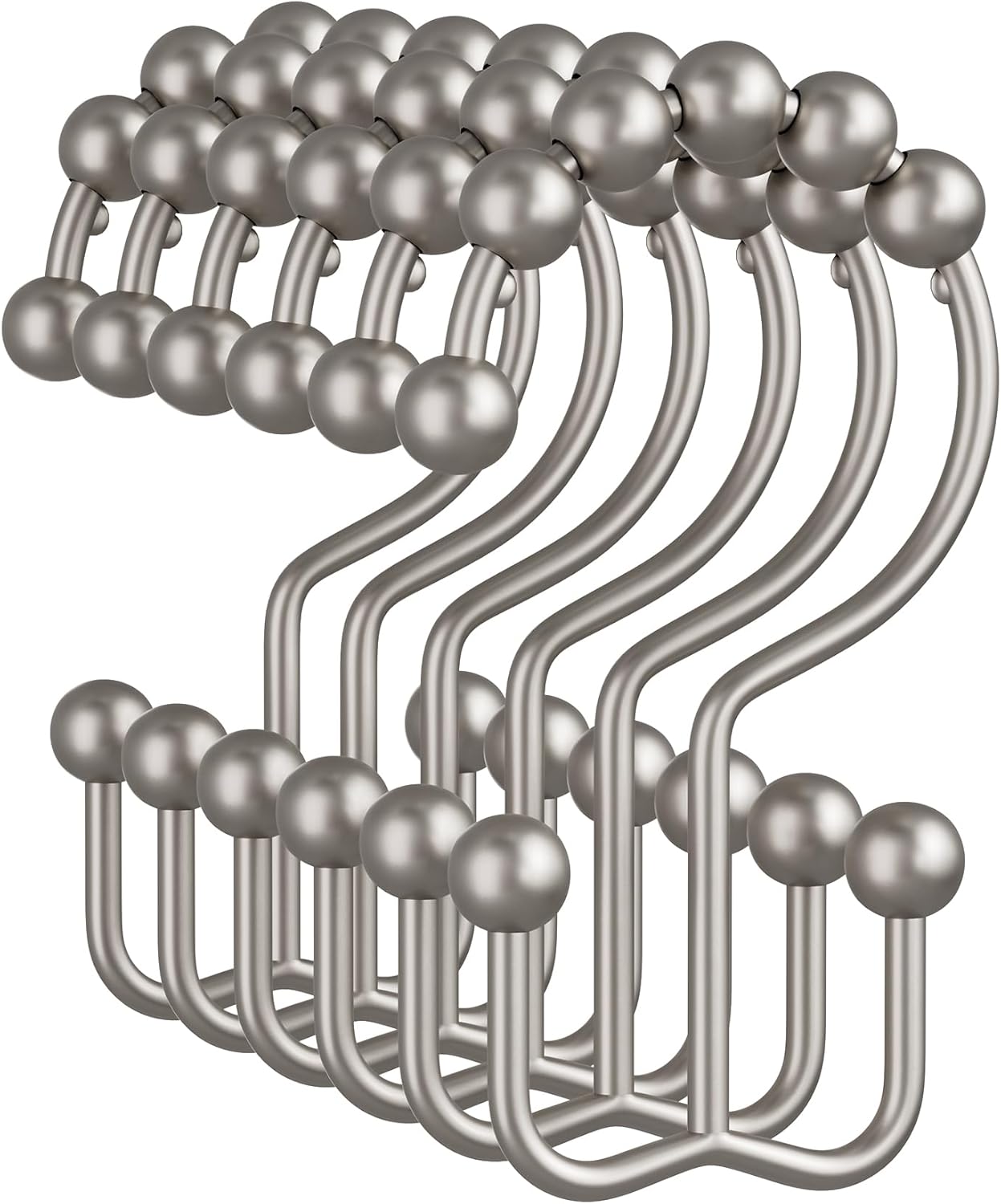Rust-Resistant Metal Shower Hooks, 12PCS