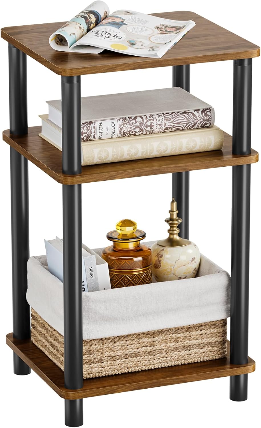Side Table Nightstand, Open Storage Atoping