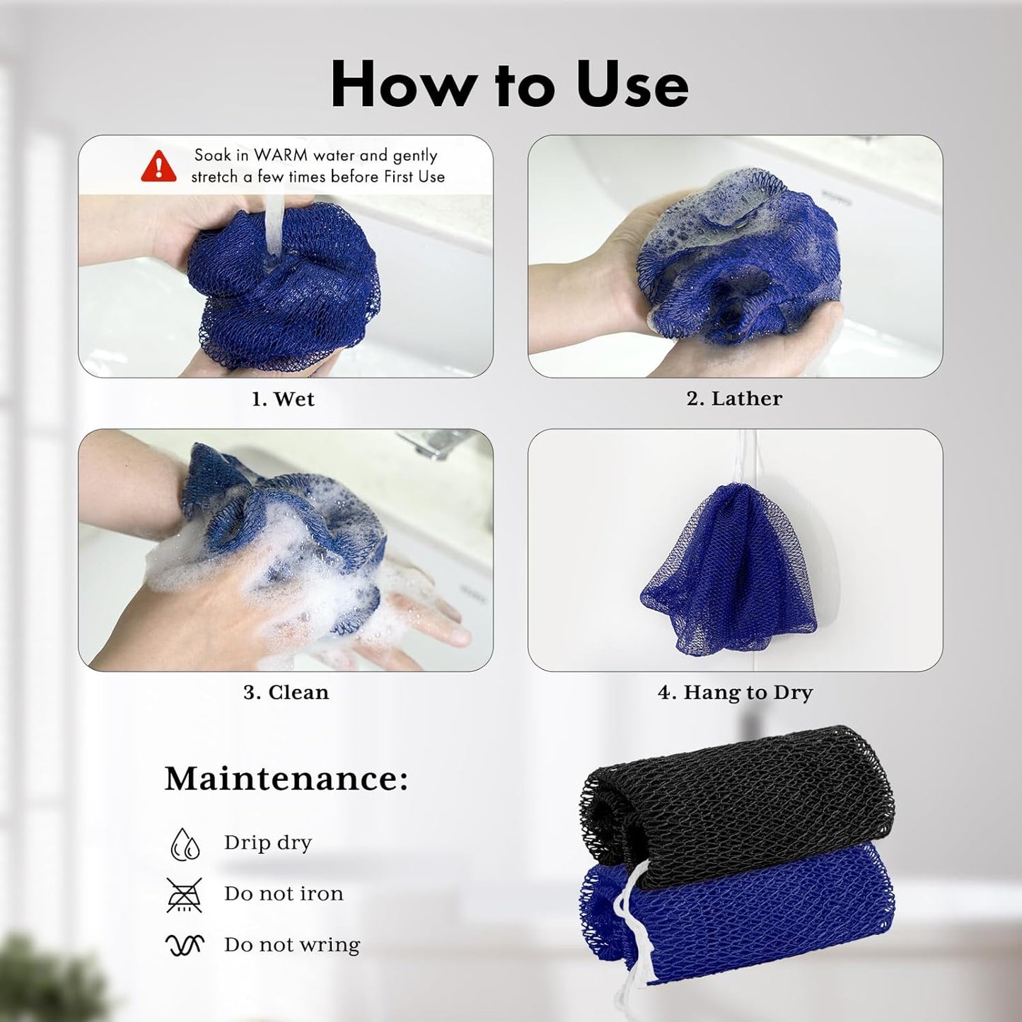 Bathway African Net Sponge, Exfoliating Body Scrubber