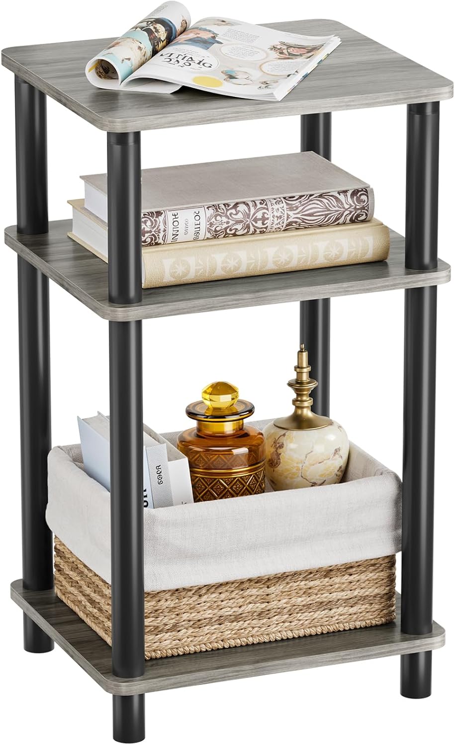 Side Table Nightstand, Open Storage Atoping