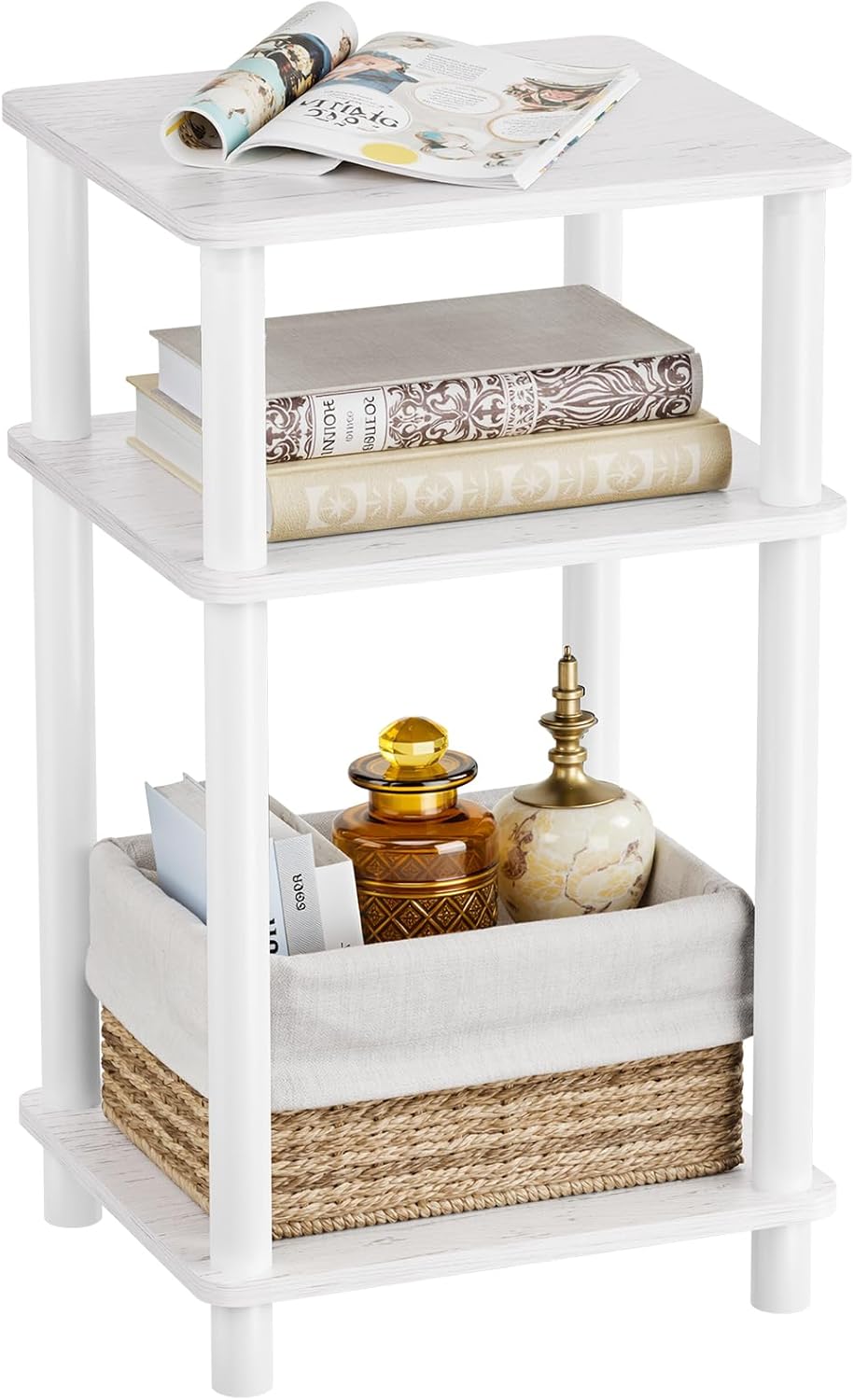 Side Table Nightstand, Open Storage Atoping
