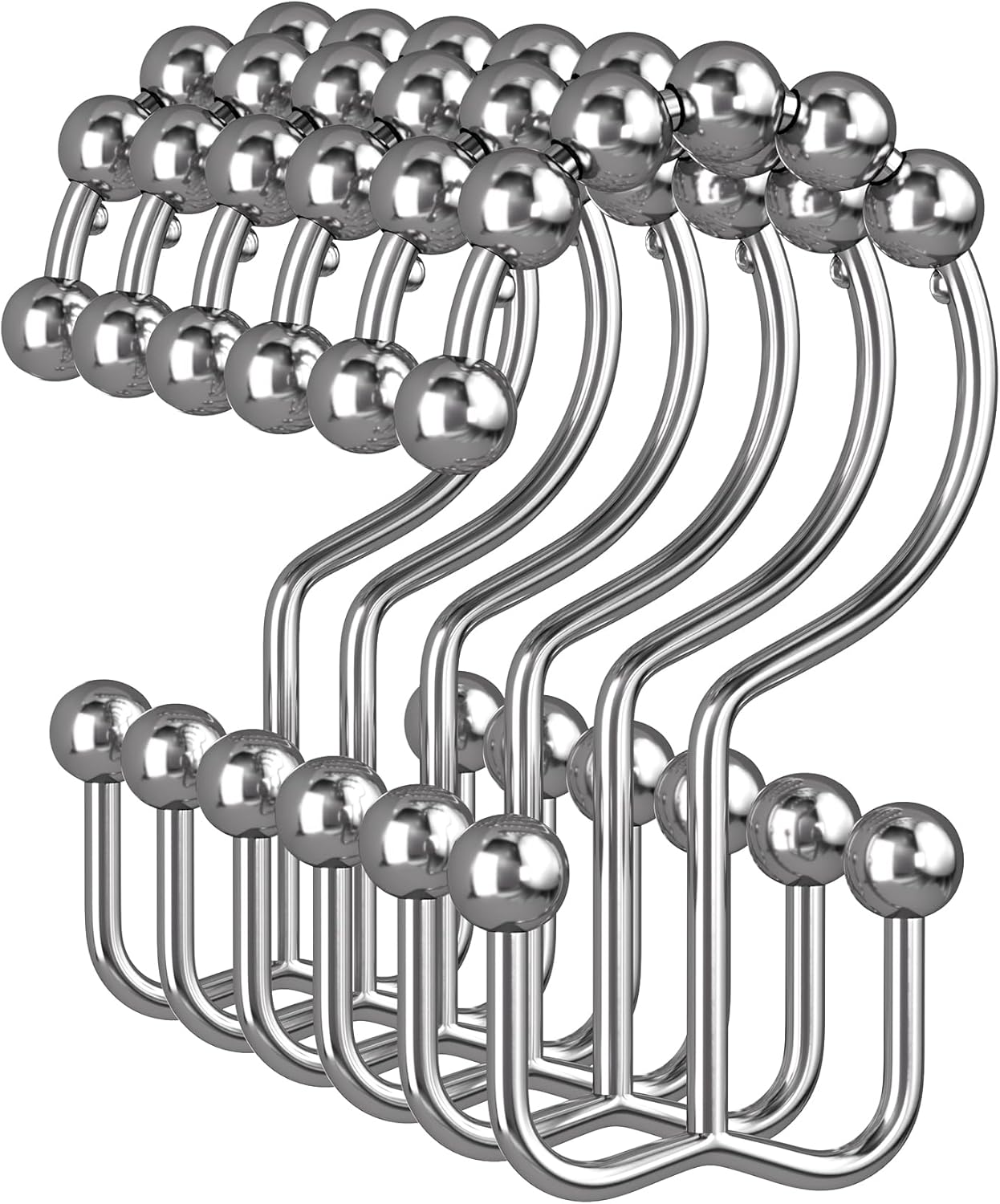 Rust-Resistant Metal Shower Hooks, 12PCS