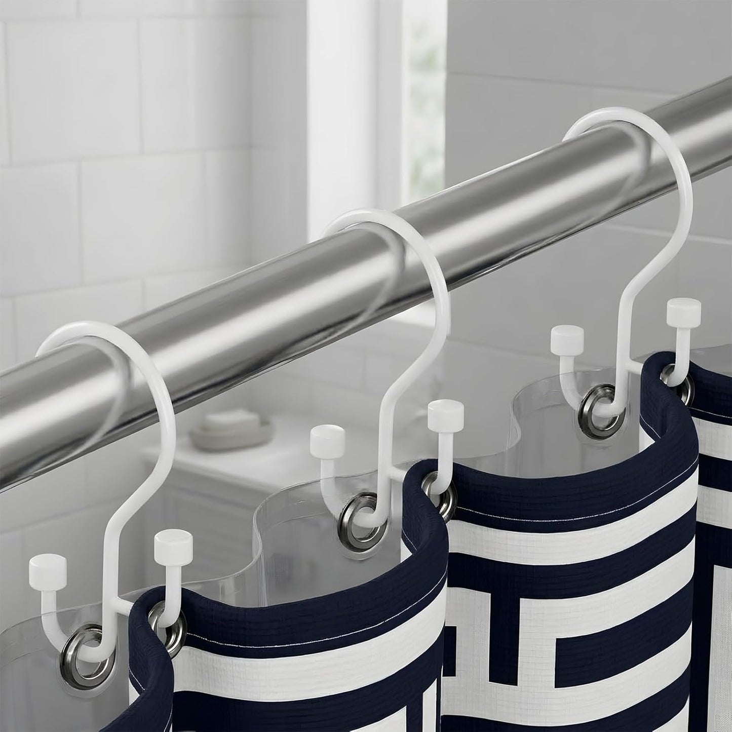 Bathway Double Shower Curtain Hooks, High-Low Design