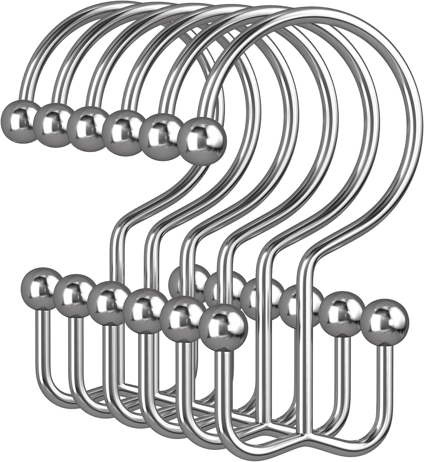 Rust-Resistant Metal Shower Hooks, 12PCS