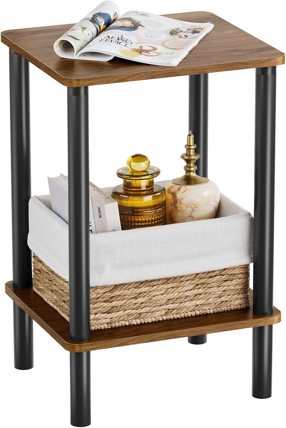 Side Table Nightstand, Open Storage Atoping