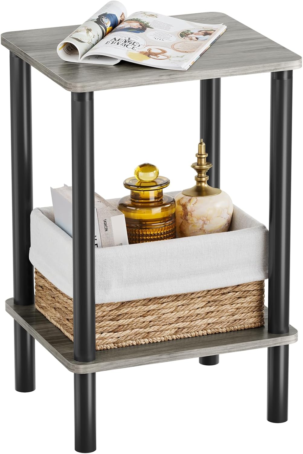 Side Table Nightstand, Open Storage Atoping