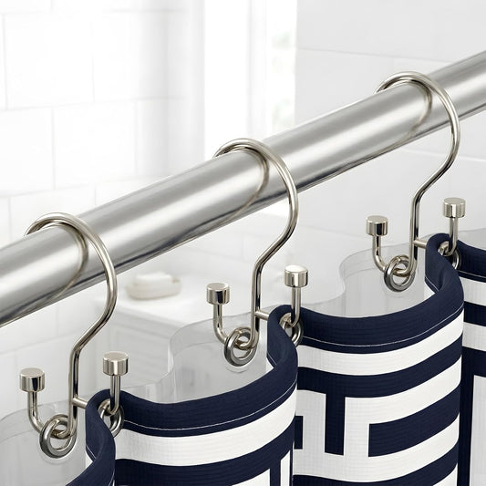 Bathway Double Shower Curtain Hooks, High-Low Design