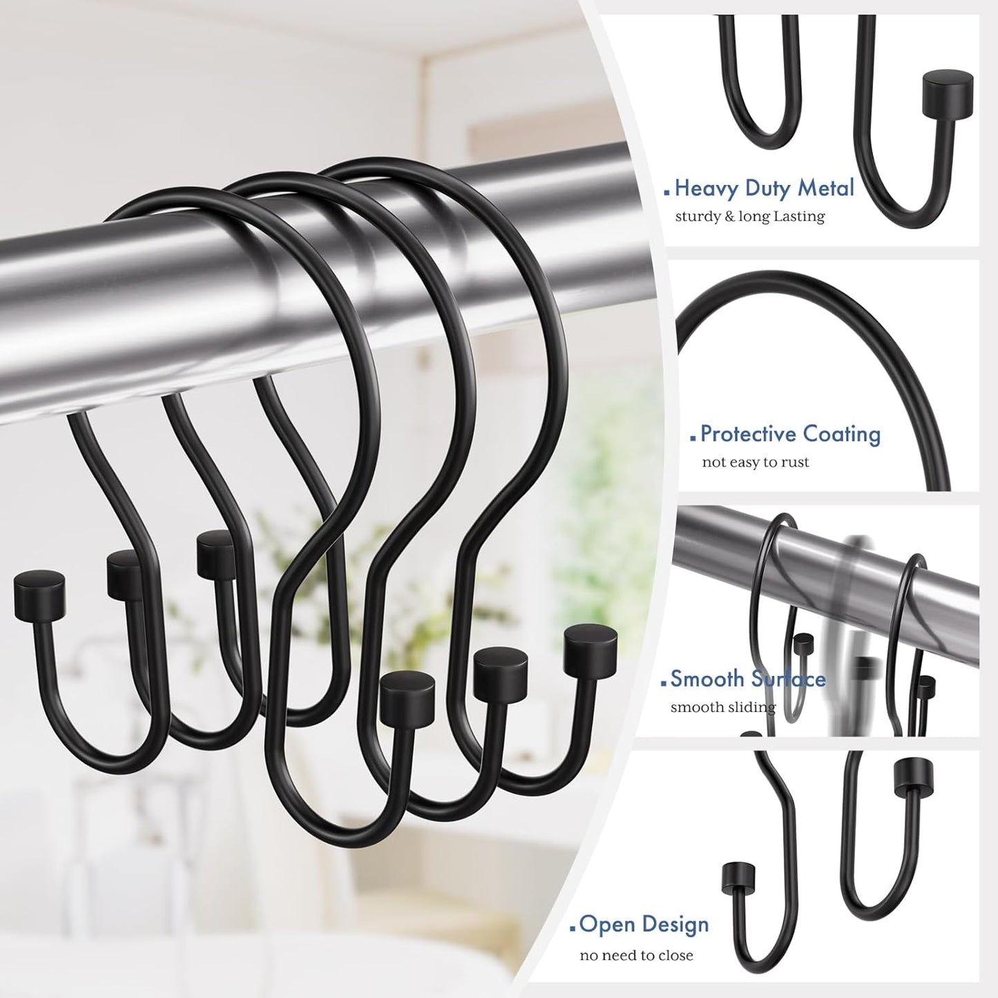 Bathway Shower Curtain Hooks, Balanced Design