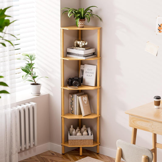 Bamboo Corner Bookshelf, Standing Shelf Atoping