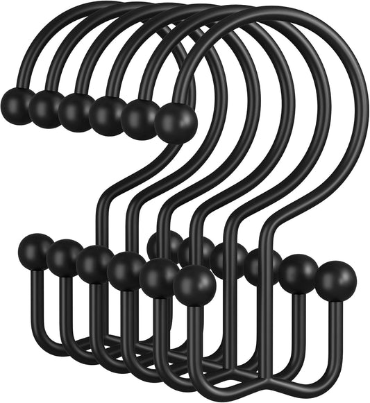Rust-Resistant Metal Shower Hooks, 12PCS