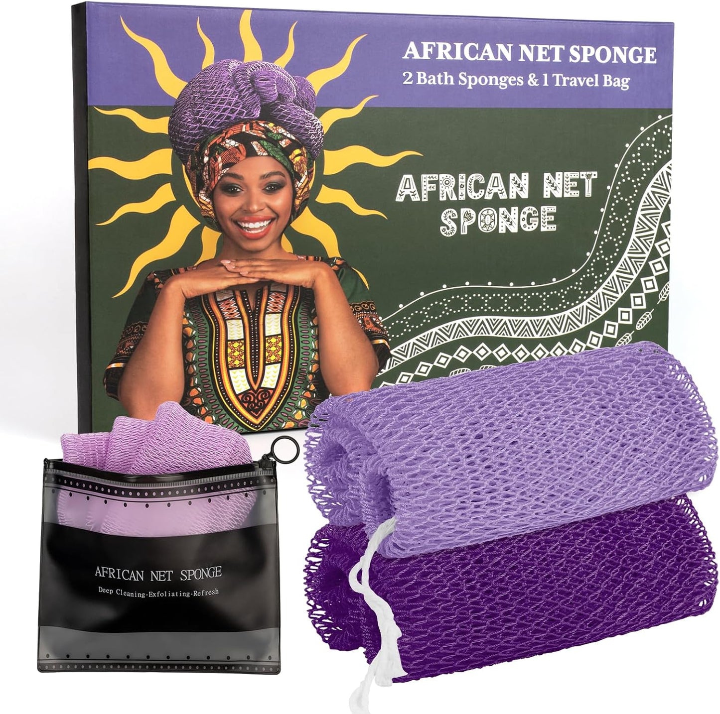 Bathway African Net Sponge, Exfoliating Body Scrubber