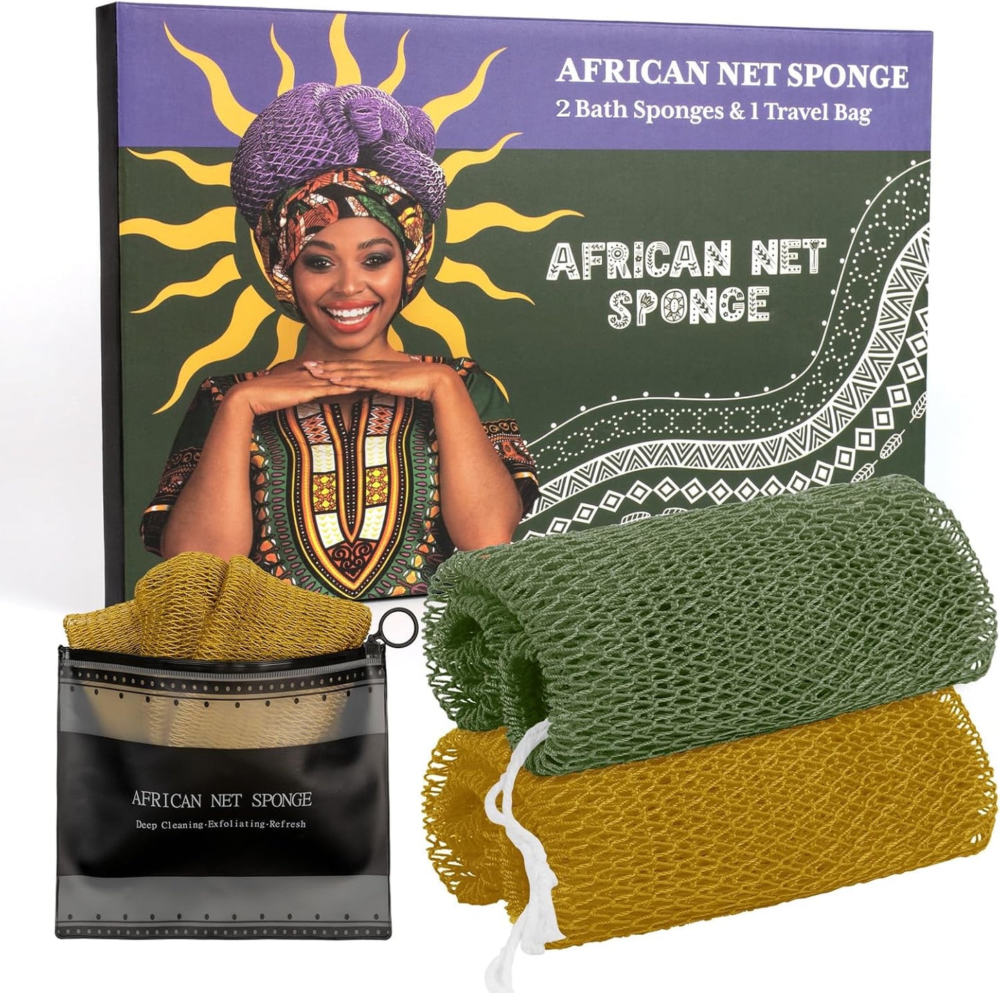 Bathway African Net Sponge, Exfoliating Body Scrubber