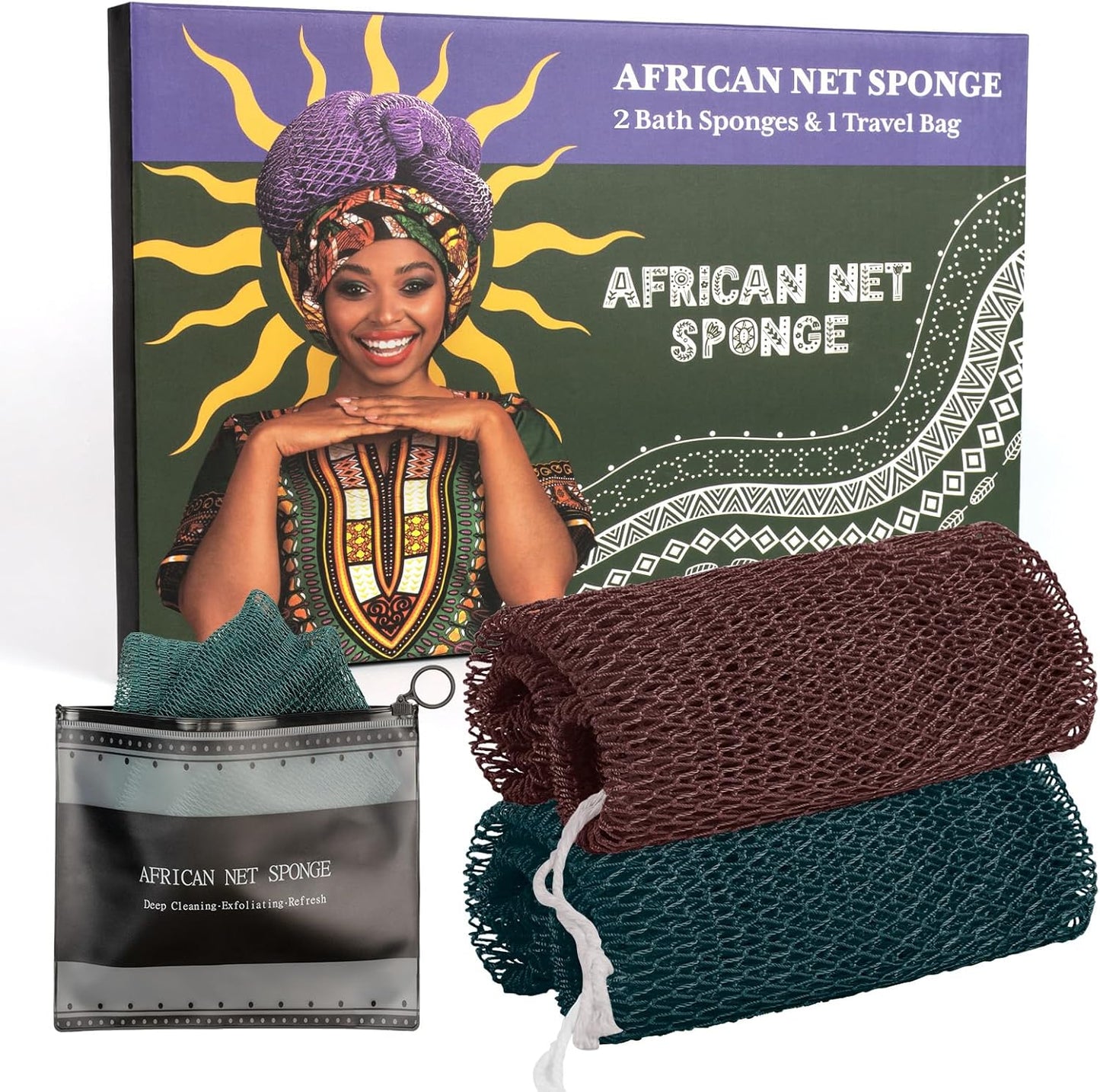 Bathway African Net Sponge, Exfoliating Body Scrubber