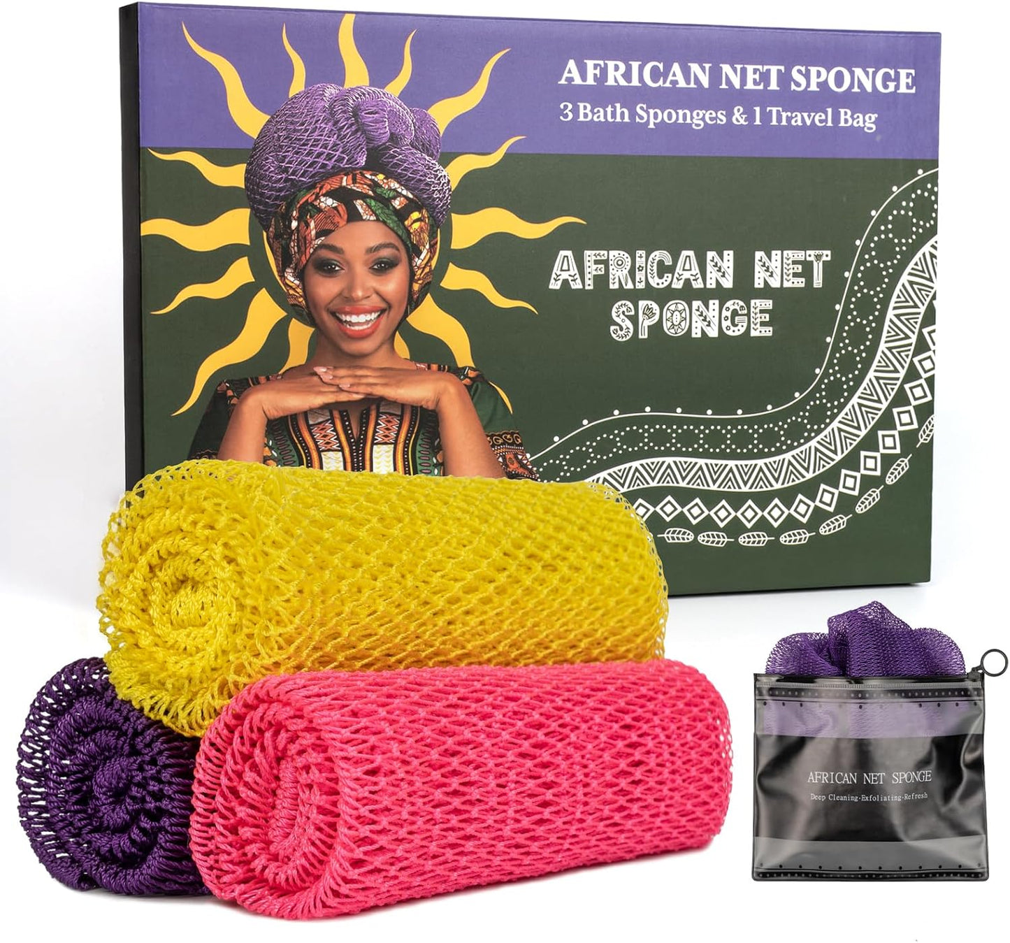Bathway African Net Sponge, Exfoliating Body Scrubber