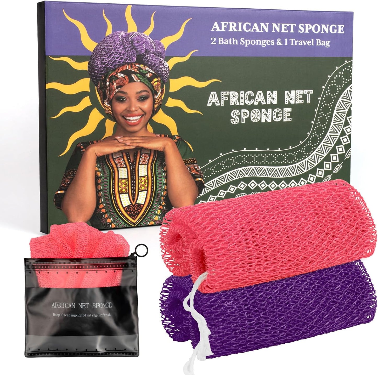 Bathway African Net Sponge, Exfoliating Body Scrubber
