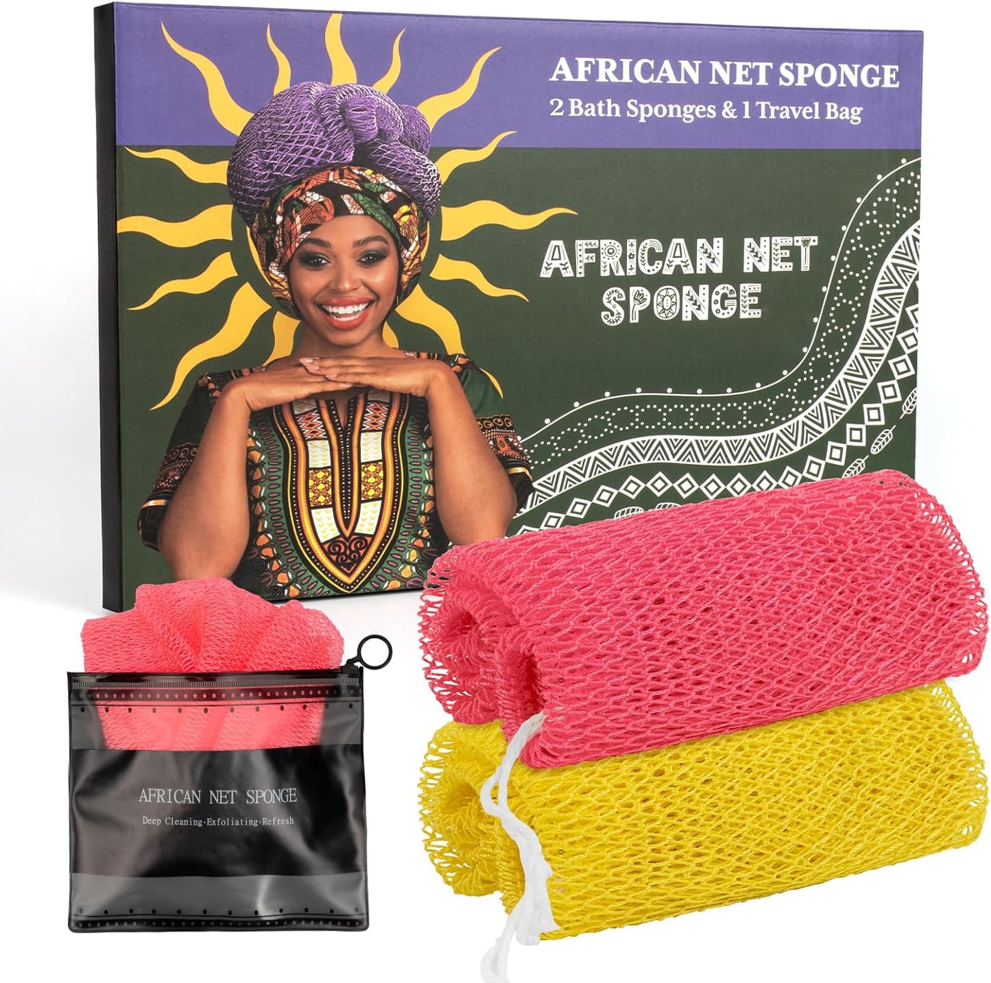 Bathway African Net Sponge, Exfoliating Body Scrubber