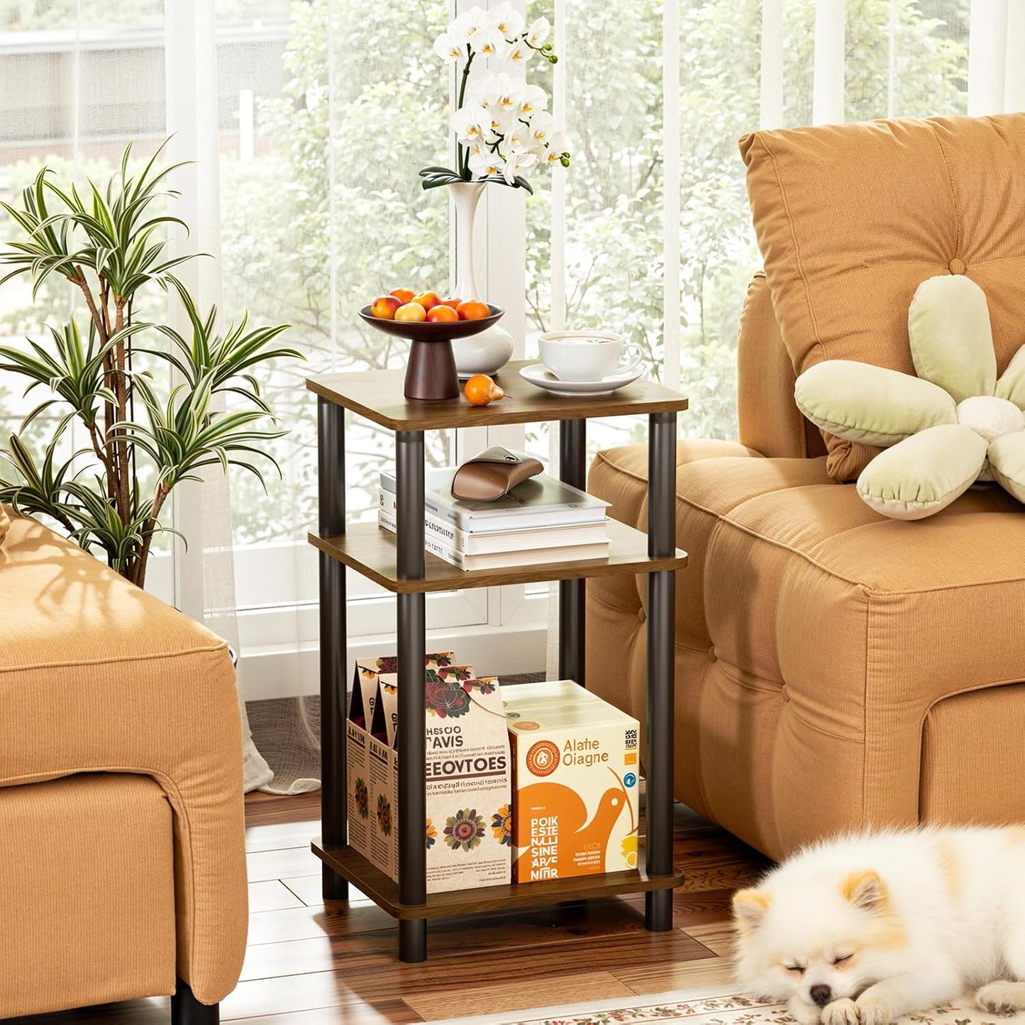 Side Table Nightstand, Open Storage Atoping