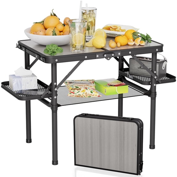 Folding Camping Table Portable with Side Racks