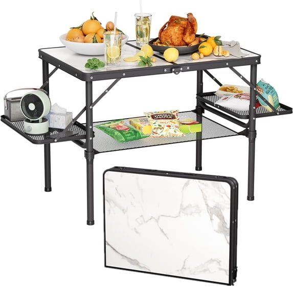 Folding Camping Table Portable with Side Racks