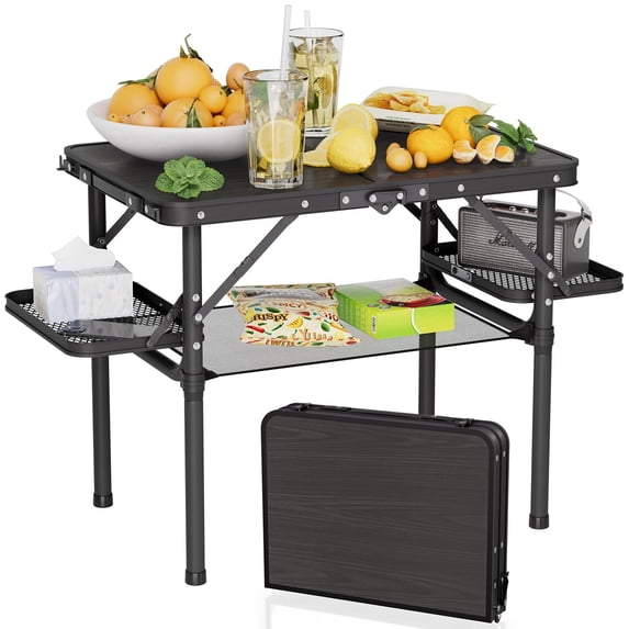 Folding Camping Table Portable with Side Racks