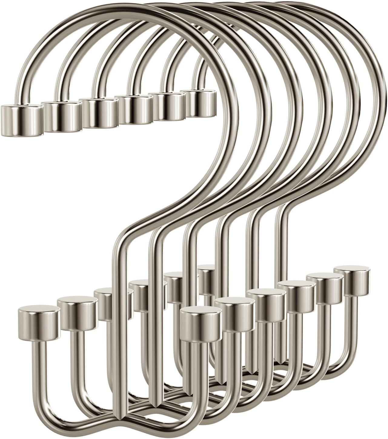 Bathway Double-Sided Shower Curtain Hooks, 3-Prong Style