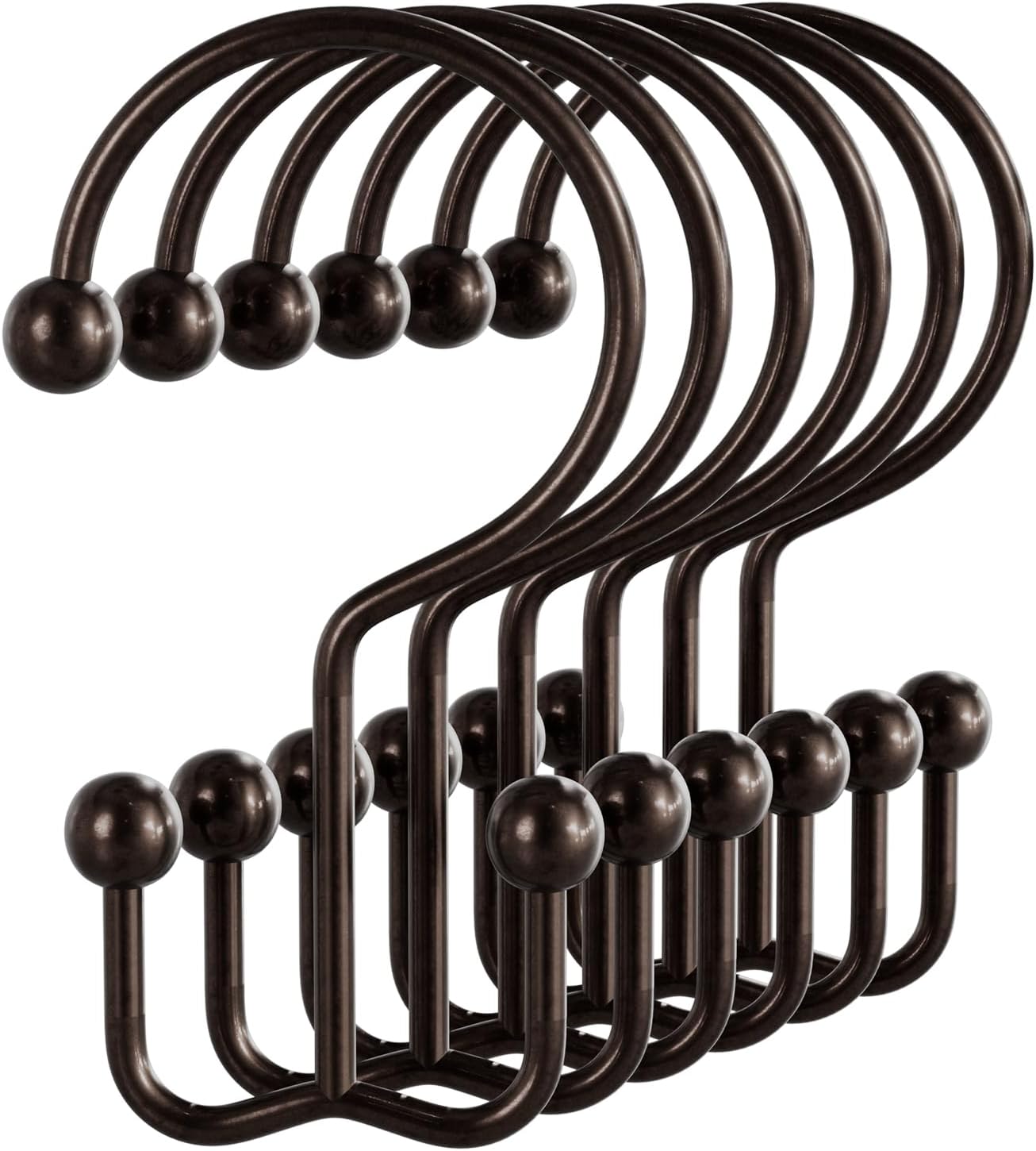 Bathway Double-Sided Shower Curtain Hooks, 3-Prong Style