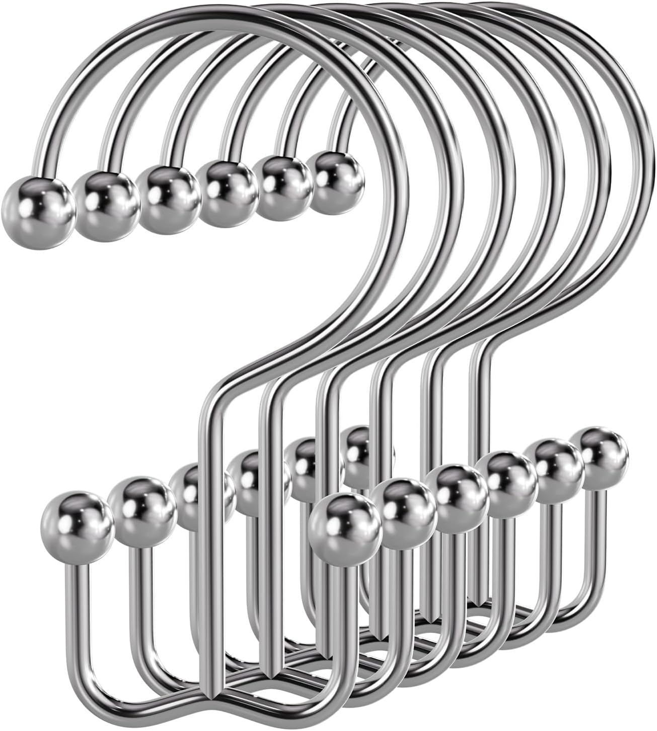 Bathway Double-Sided Shower Curtain Hooks, 3-Prong Style