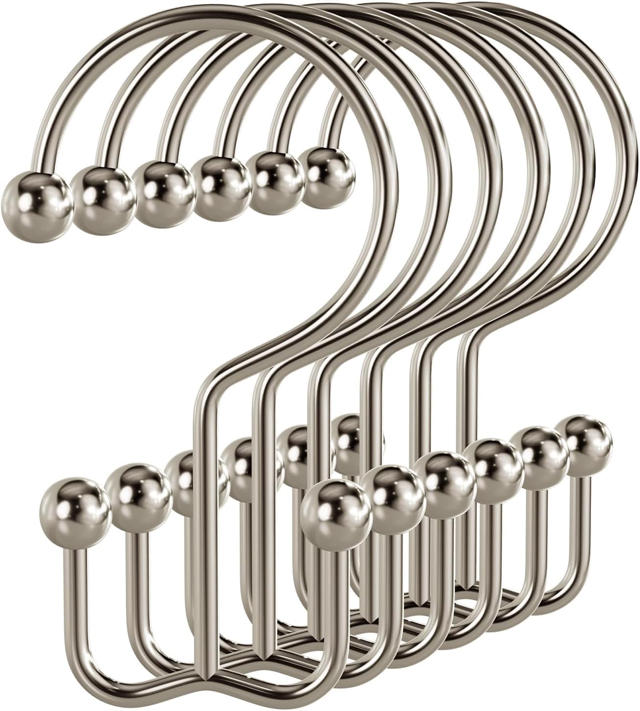 Bathway Double-Sided Shower Curtain Hooks, 3-Prong Style