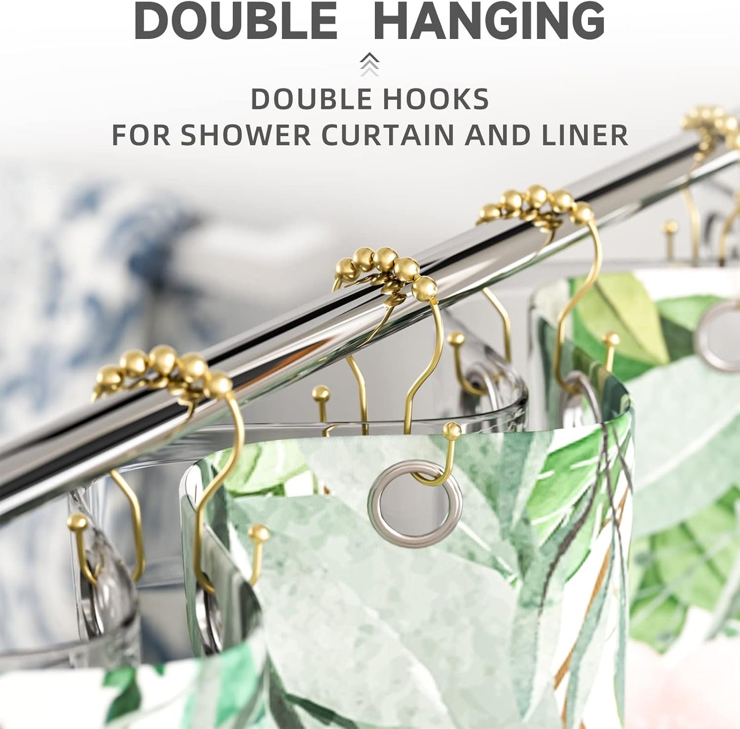 Bathway Double Shower Curtain Hooks, Balanced Design