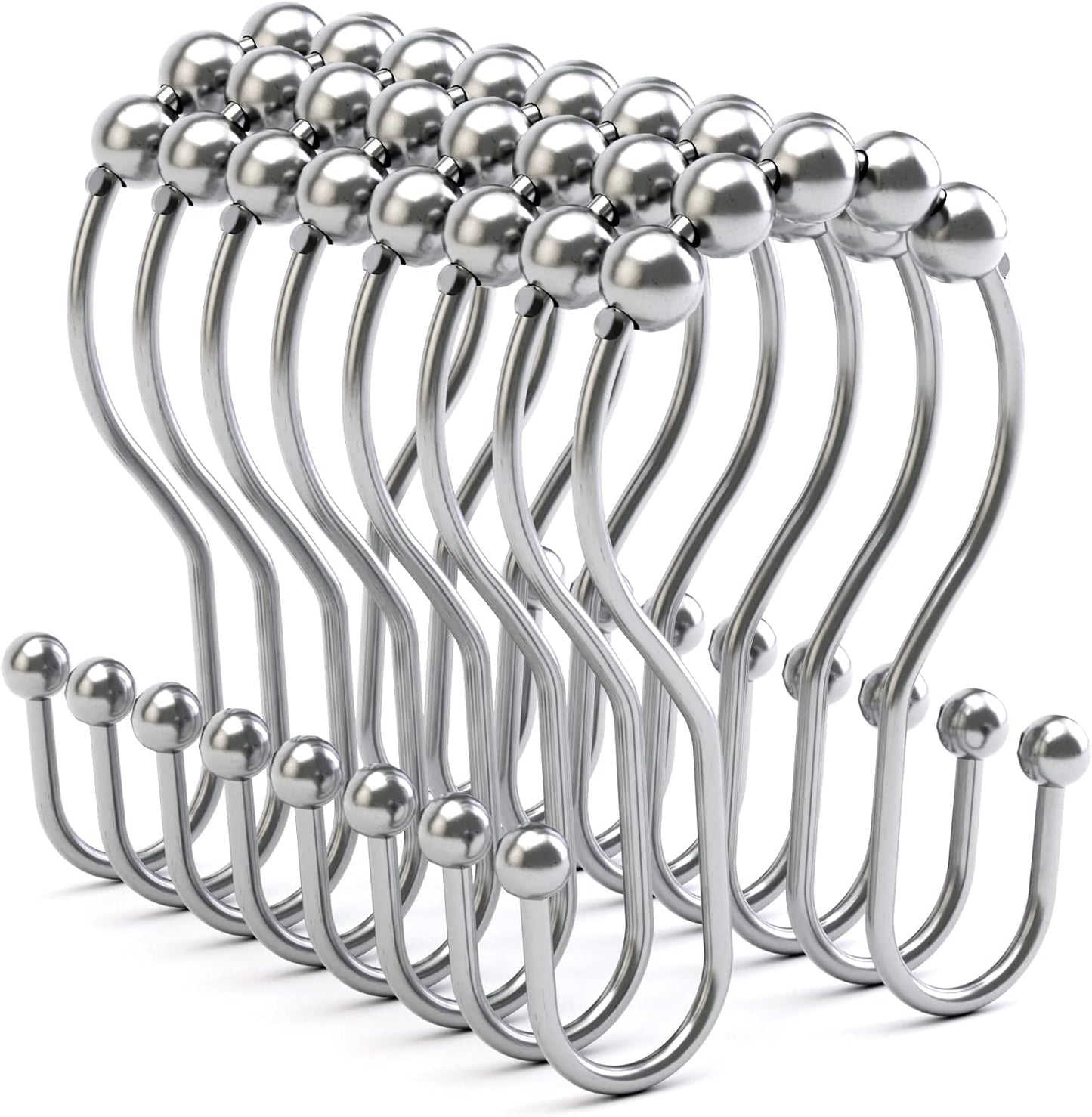 Bathway Double Shower Curtain Hooks, Balanced Design