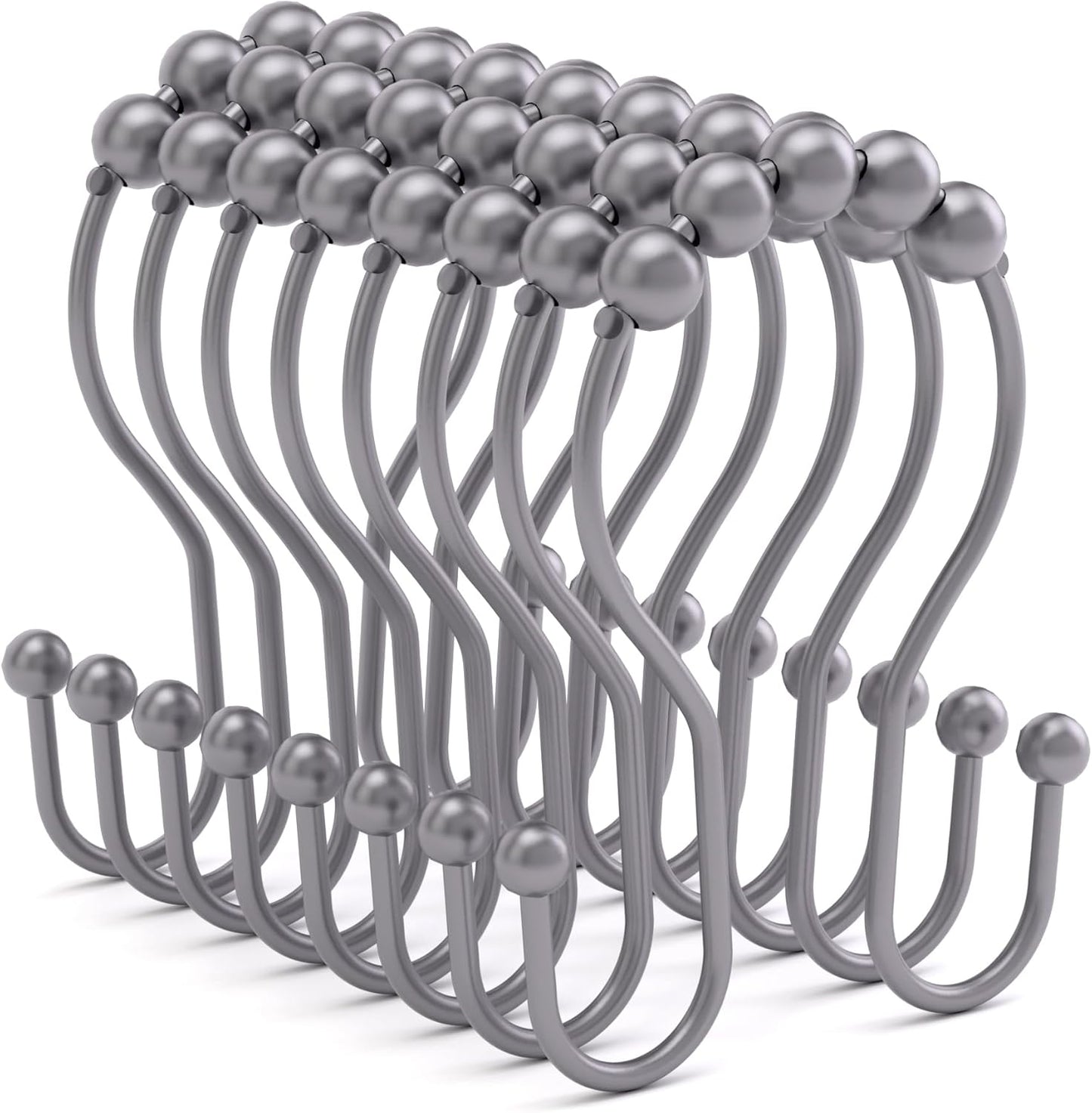 Bathway Double Shower Curtain Hooks, Balanced Design