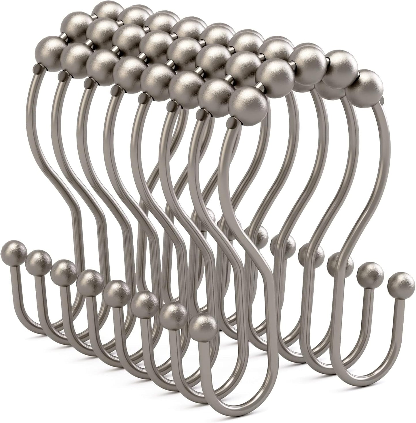 Bathway Double Shower Curtain Hooks, Balanced Design