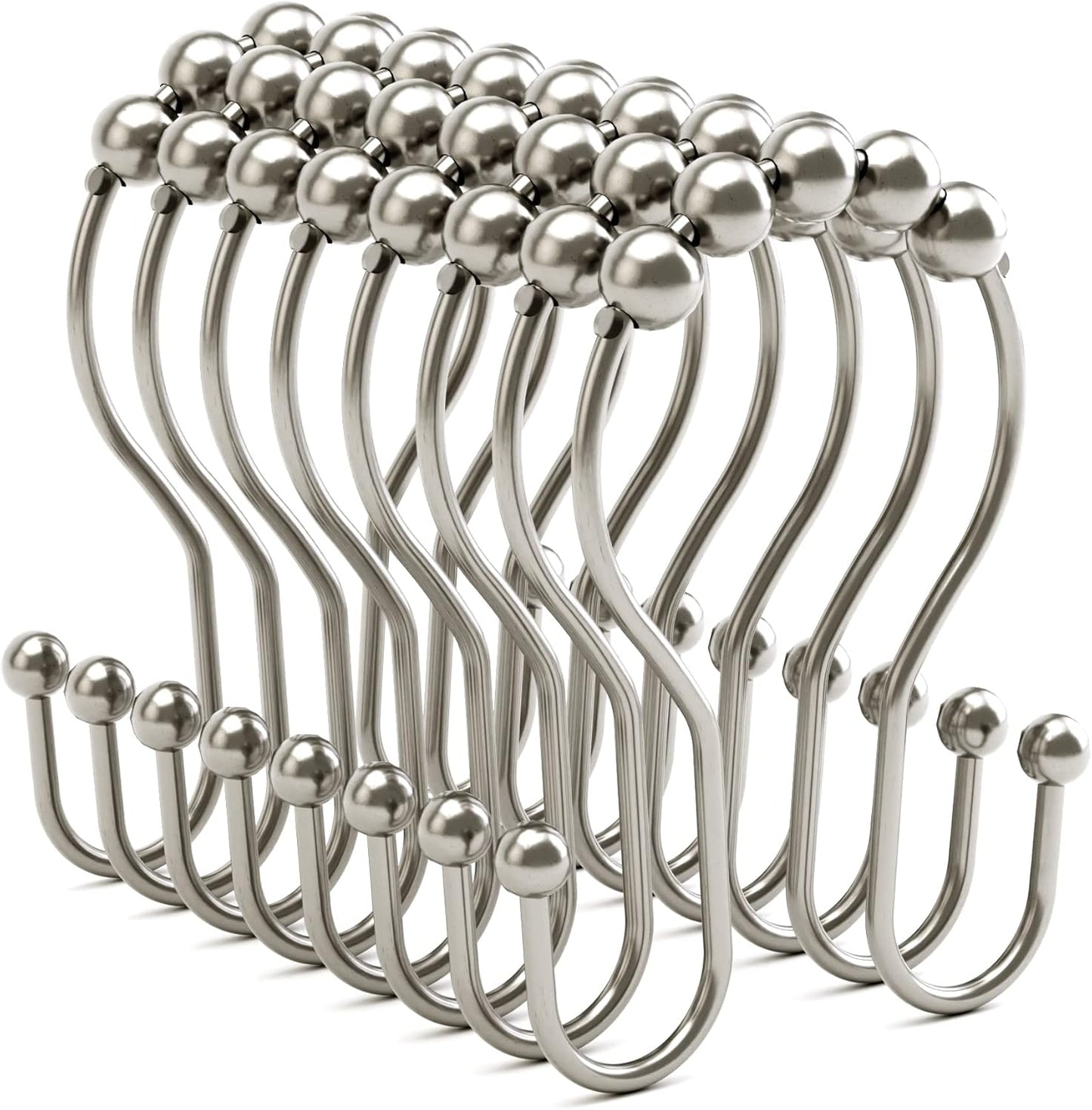 Bathway Double Shower Curtain Hooks, Balanced Design