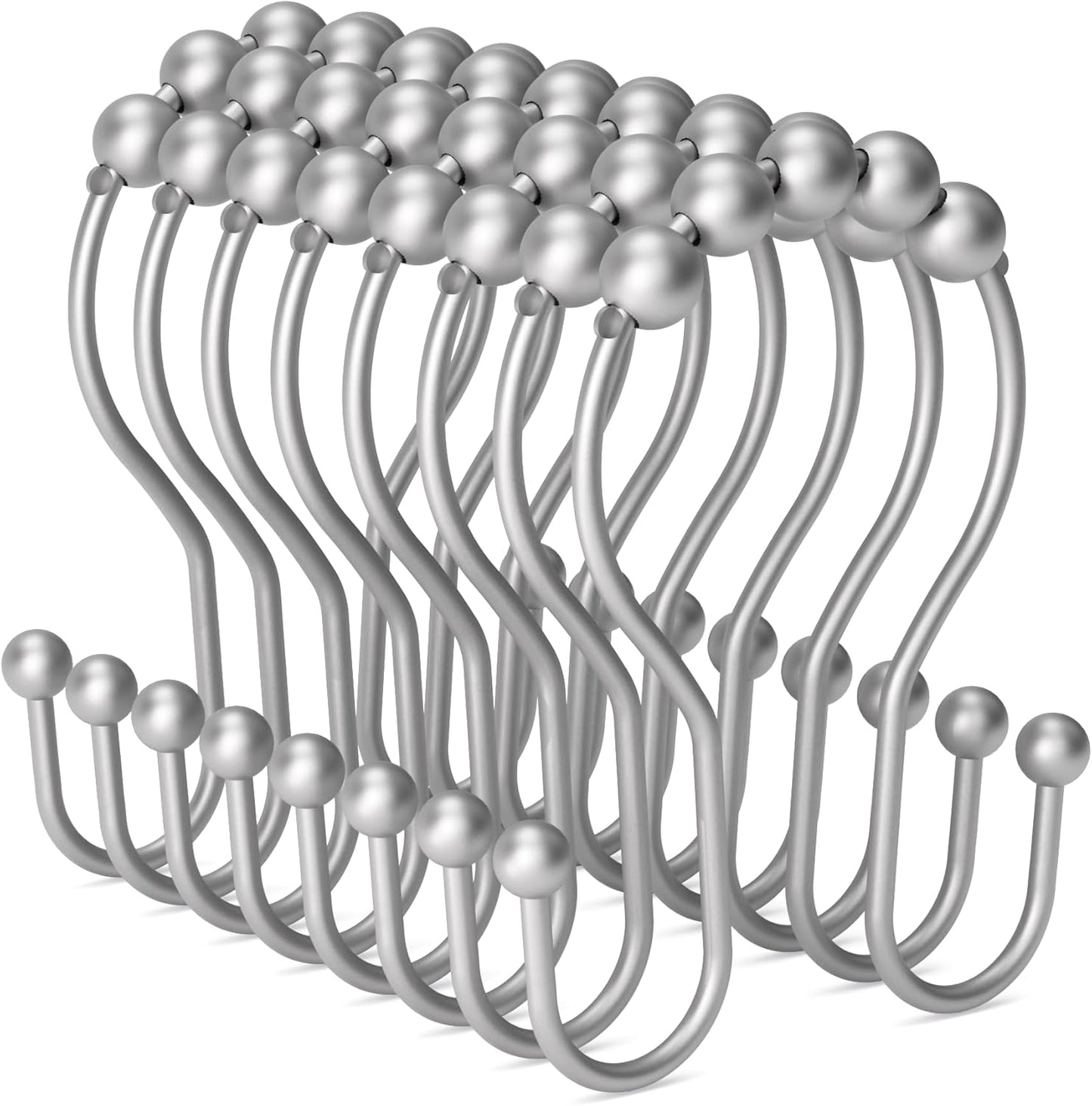 Bathway Double Shower Curtain Hooks, Balanced Design