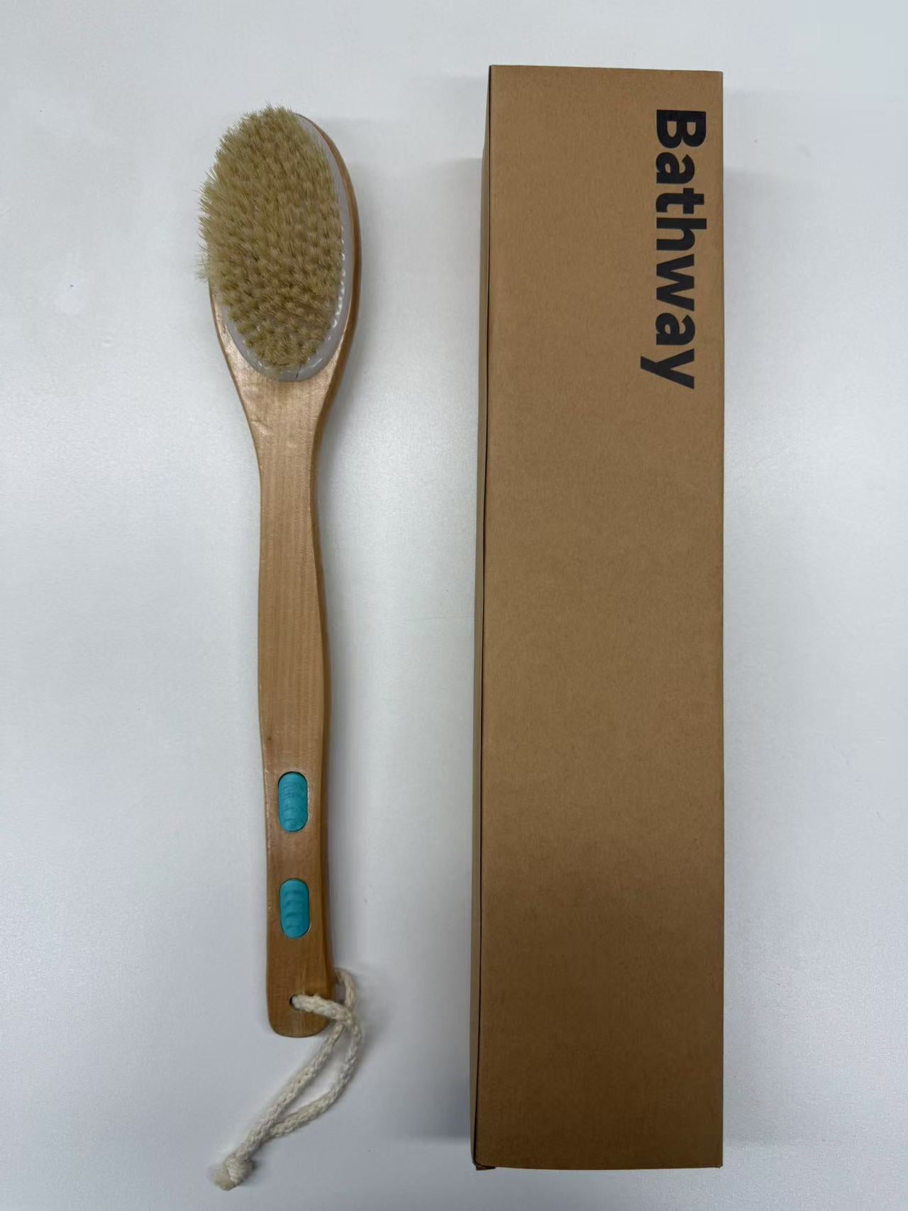 Bathway Long Handle Bath Brush with Natural Bristles