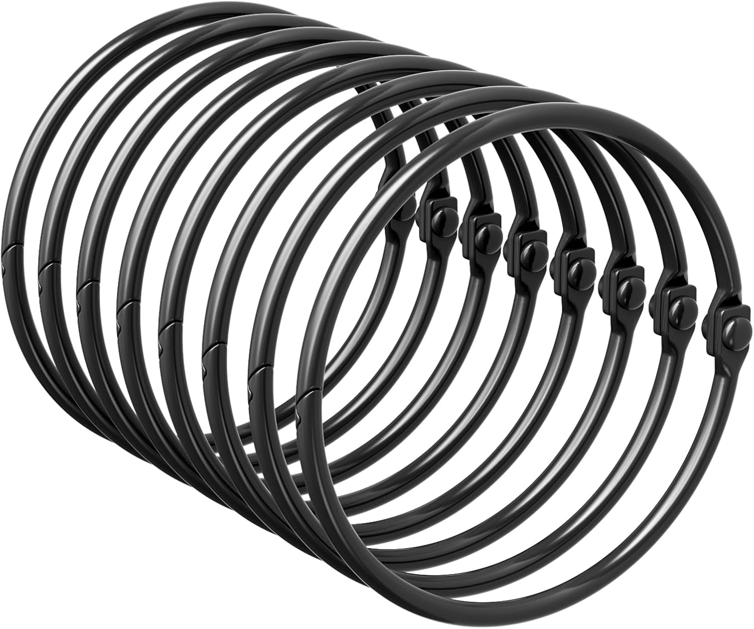 Set of black metal coils on a white background